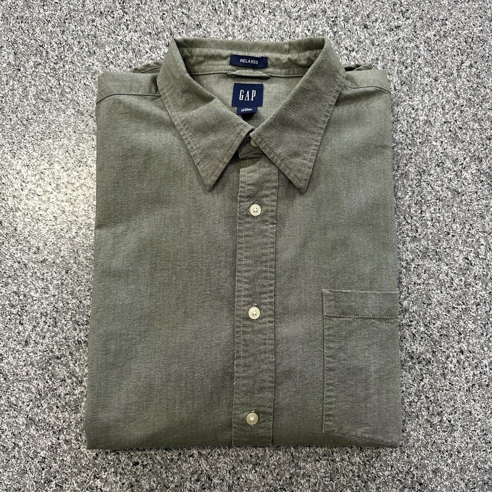Vintage Gap Shirt Mens XL Relaxed Green Long Sleeve Button Up Y2K '03/HOL